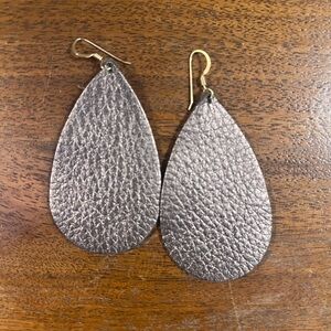 Nickel & Suede | Bronze Teardrop Leather Earrings
